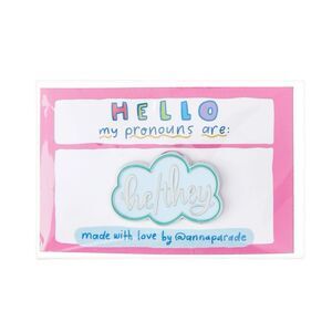HE / THEY Pronouns Button Pin Brooch Prefered Pronoun Preference Button